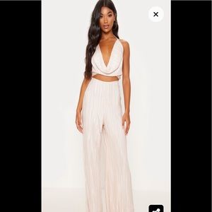 NWT PLT Champagne Pleated Jumpsuit